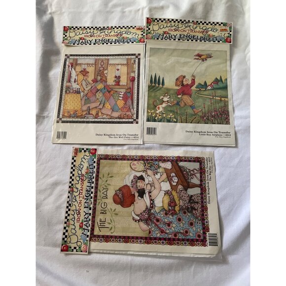 Mary Engelbreit Daisy Kingdom Iron-On Transfers Set Of 3: Little Boy Airplane Th - Picture 1 of 6